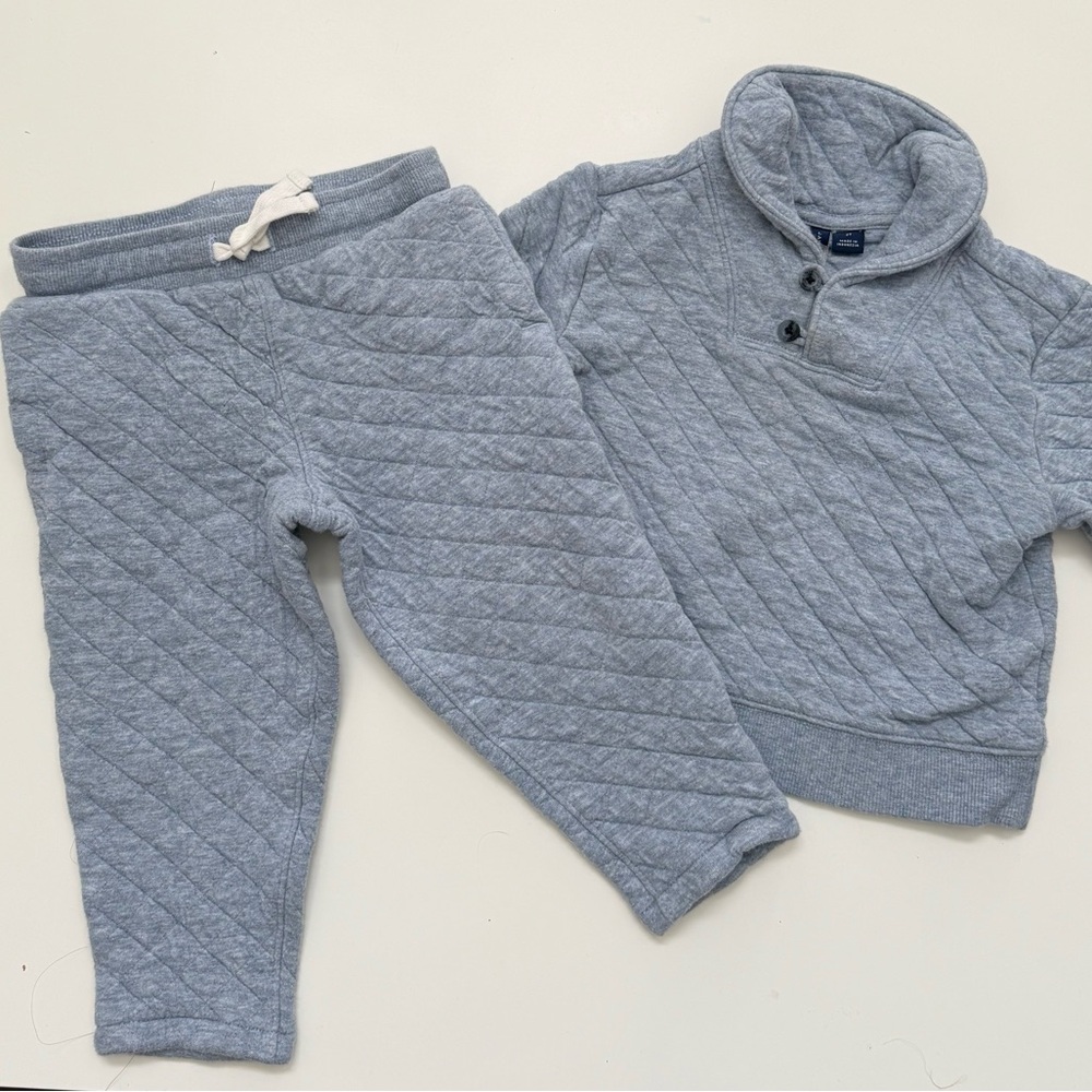 Janie and Jack Light Blue Quilted Set